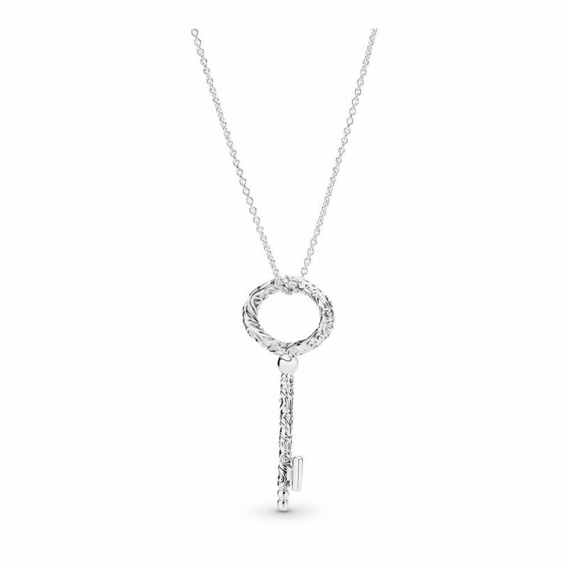 Pandora Regal Key Necklace Ireland - Sterling Silver/Silicone - 139765GMJ